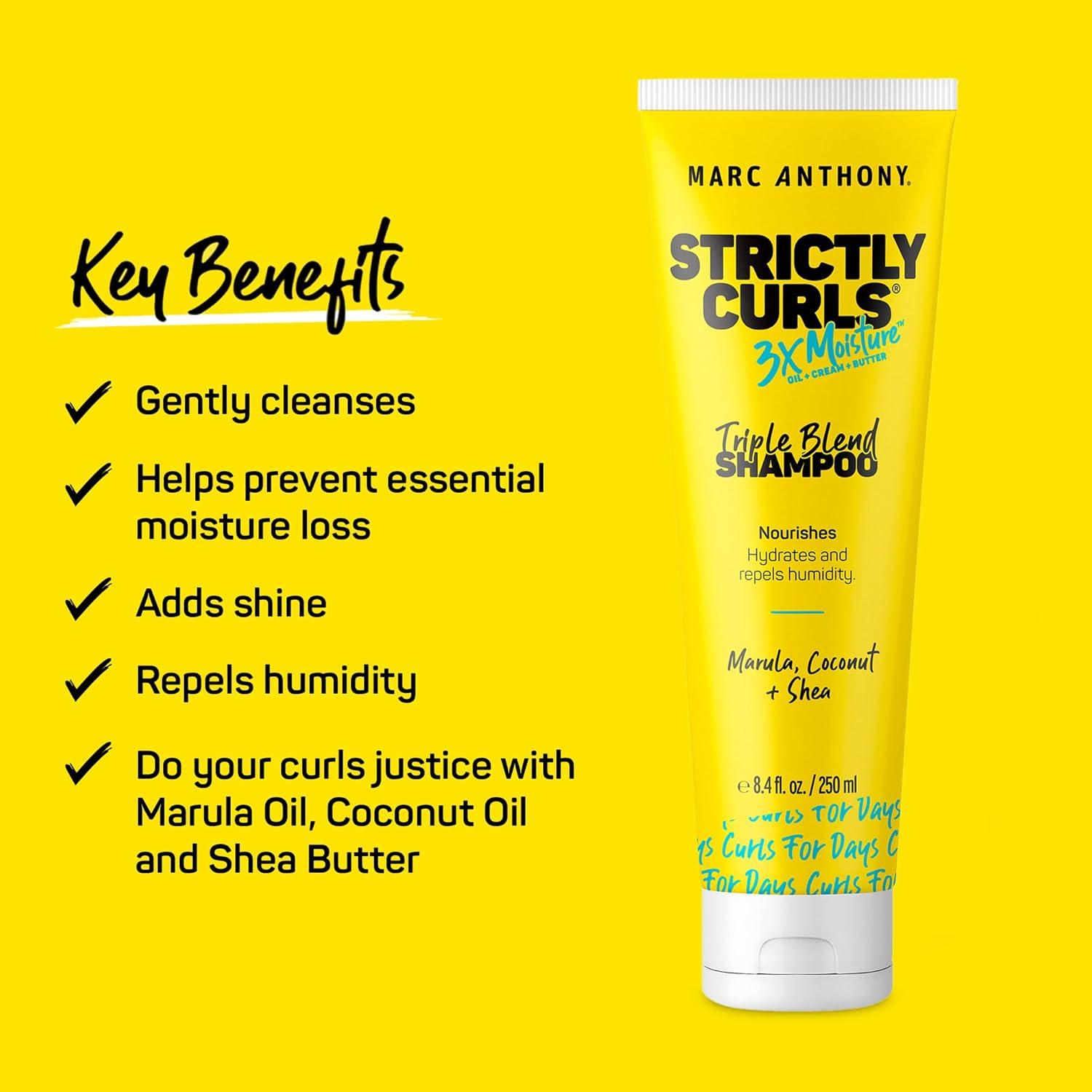 imageMarc Anthony Curly Hair Shampoo Strictly Curls 3x Moisture For Curl Defining amp Curl Enhancing Shea Butter Marula Oil Aloe Vera amp Coconut Cream Sulfate Free amp Color Safe For Dry Damaged HairStrictly Curls 3x Moisture Shampoo